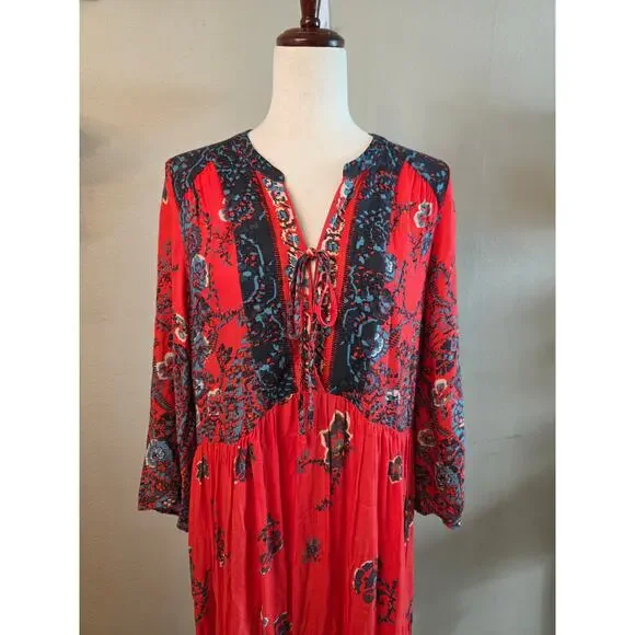 Free People If You Only Knew Maxi Dress SZ Small Boho Paisley Festival - Picture 4 of 7